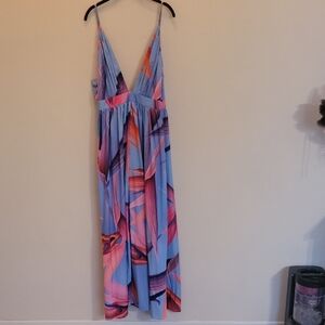 SHEIN Blue and Pink Maxi Sundress for Wedding Guest